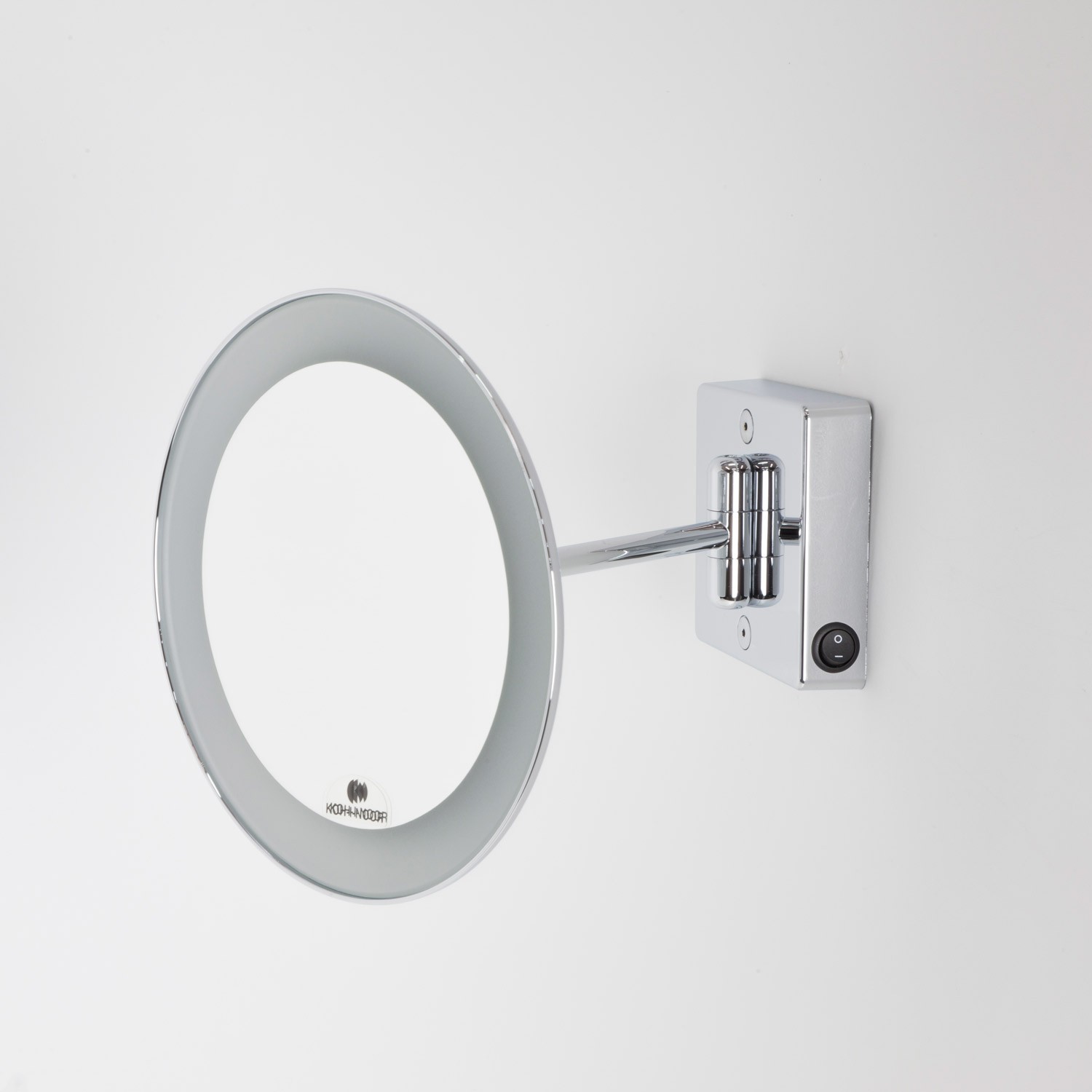 Specchio ingranditore x3 tondo da parete cromo Ø23.1 Braccio, Illuminazione  a LED. Alimentazione diretta a parete