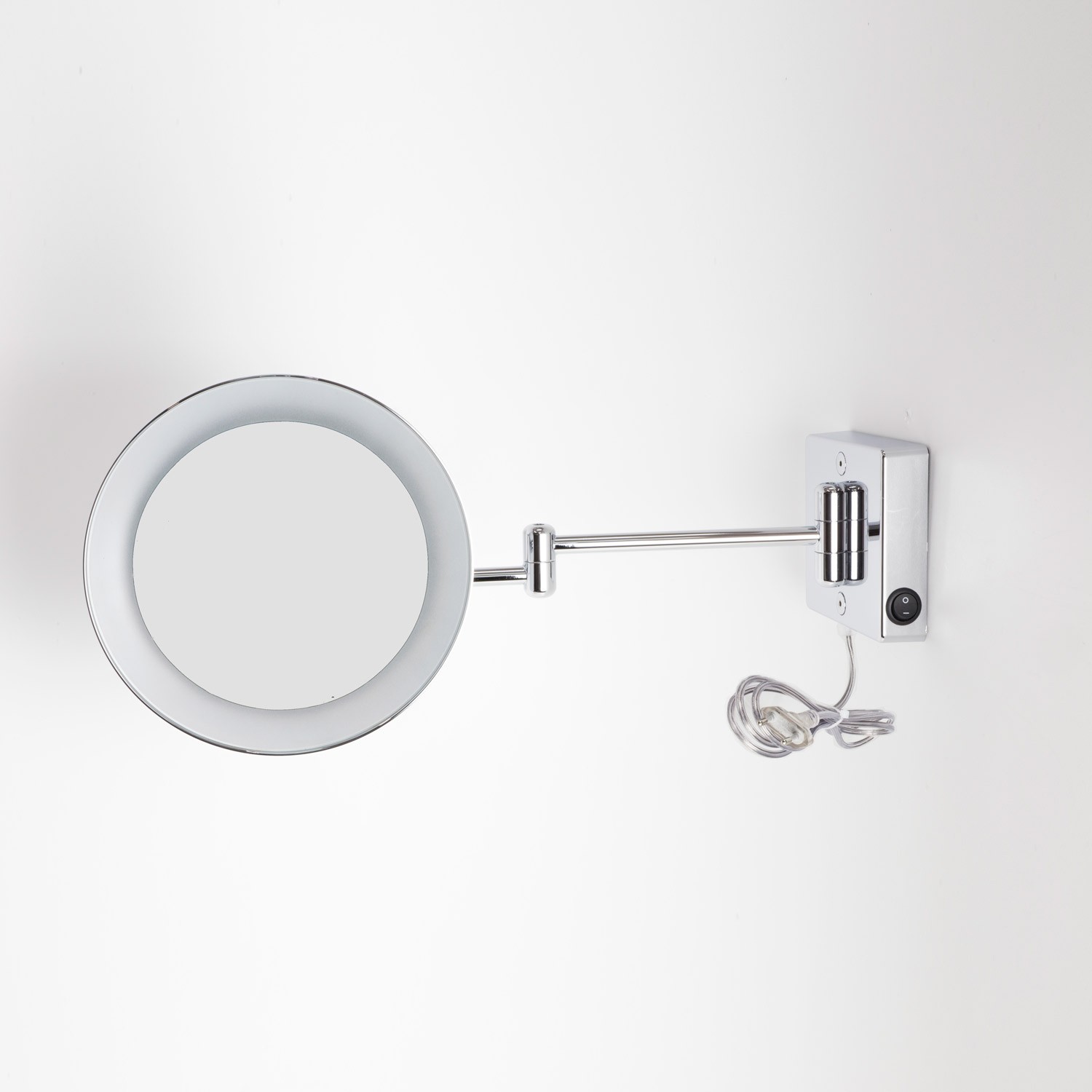 Specchio ingranditore x3 tondo da parete cromo Ø23.2 Braccia, Illuminazione  a LED. Alimentazione esterna con spina.
